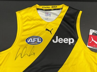 $395 • Buy AFL RICHMOND TIGERS DUSTIN MARTIN HAND SIGNED CLASH GUERNSEY DUSTY Premiers MCG
