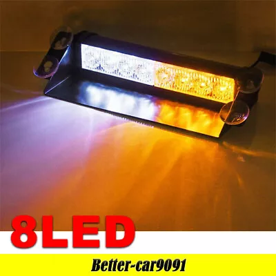 8LED Car Dash Emergency Strobe Flash Light Bar Warning Lamp Amber White • $26.49