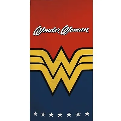 Wonder Woman Logo Beach Towel 100% Cotton 140 X 70cm Red & Blue • £12.99