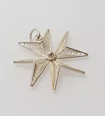 Gorgeous Sparkling Filigree Maltese Cross Pendant 925 Solid Silver 1.70g #20422 • £22.99