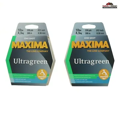 (2) Maxima MOSS-10 Ultragreen Mono Fishing Line 1 One-Shot Spool 10lb 220Yards • $33.95