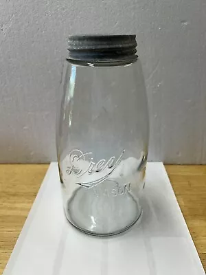 RARE Vintage DREY Mason Canning Jar W/Lid Half Gallon 9.25”T • $18
