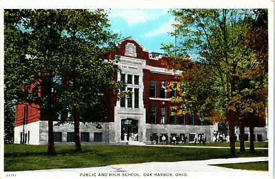 Public & High School Oak Harbor Ohio Exterior View White Border Postcard • $2.40