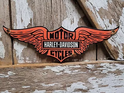 Vintage Harley Davidson Porcelain Sign Motorcycle Dealer Wings Biker Service • $172.16