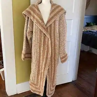 Vintage Dramatic Handmade Sweater Coat Heavy Bone Buttons AMAZING Statement Boho • $85