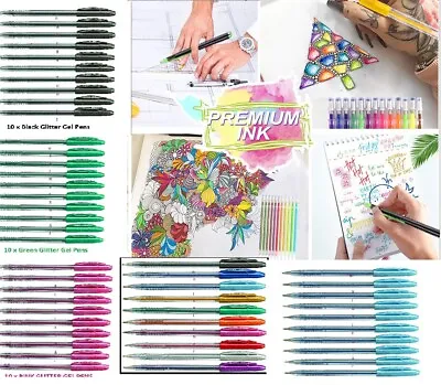 100 Gel Pen Set Pastel Shine Sparkled Glitter Gel Pens For Adult Colouring Book • £25.19