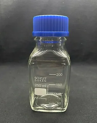 $10.99 • Buy Schott Duran Glass 250mL Square Media Storage Bottle #45 Screw Cap No Pour Ring