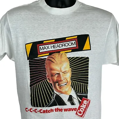 Max Headroom Coke Vintage 80s T Shirt Small Coca Cola Soda USA Made Mens White • $70.12