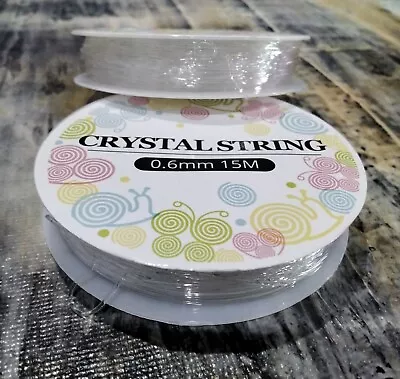 Elastic Crystal Thread Clear 0.6mm  15 Mtr Roll  Free Postage Oz Seller • $4.95