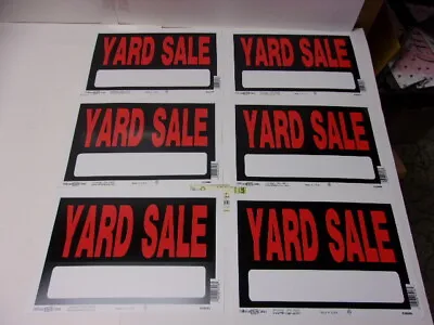 $13.99 • Buy Lot Of 6 Yard Sale Sign 12 X 8 Inch Durable Weatherproof Black Red Lettering #17