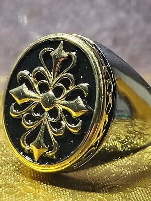 Phoenix Jewelry Gold And Stainless Steel Fleur De Lis Mens Ring Sz 11 • $25