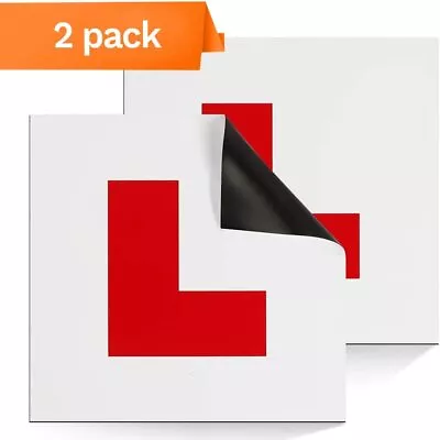 2 X Red Fully Magnetic Provisional Drivers L Plates For Fix Learning Driver Test • £2.99