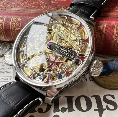 VACHERON CONSTANTIN Antique Hand Wound Skeleton Watch Men 46mm Luxury Vintage • $2500