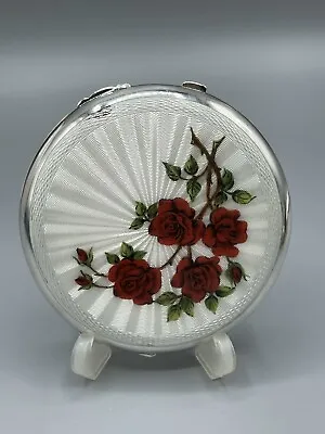 £249.99 • Buy 1962 Vintage Solid Silver & Guilloche Enamel Flower Compact London C&C 106g