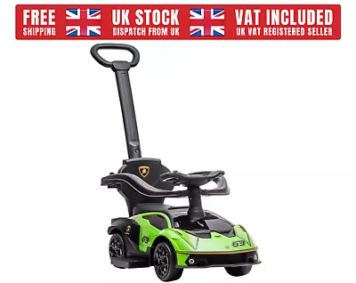 Lamborghini 2 In 1 Baby Ride On Car Outdoor Toddler Push Along Green Toy • £65.99