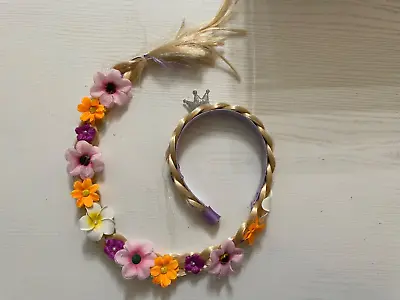 Girls Costume Disney Rapunzel Braid Hair Headband Flowers Mini Tiara Birthday • $15