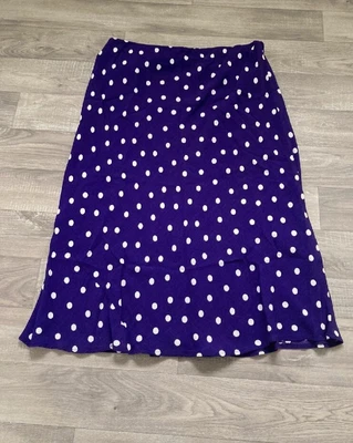 £1.99 • Buy Ladies Pretty Purle & White Polka Dot Skirt From M&s....size 14