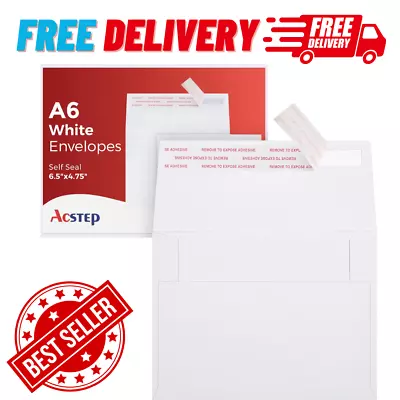  50Pack A6 Envelopes 6-1/2X4-3/4 Inch Self Seal 4 X 6 A6(6-1/2 X 4-3/4) White • $11.20