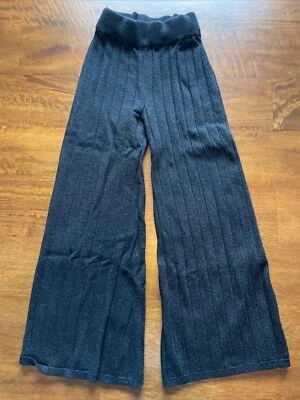 $10 • Buy Little Girls Zara Knit Wide Leg Pants Black With Glitter Size 6-7 Elastic Waist