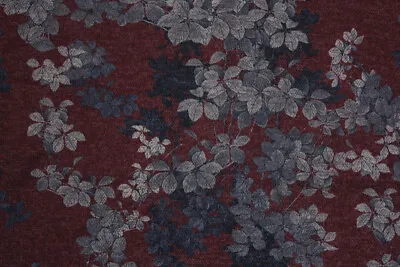 Frosted Autumn Floral Wool Type Knit Jersey Dress Fabric (Mulled Wine) • £4.99