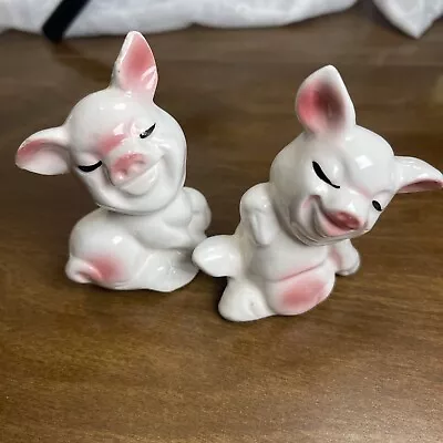 Vintage Pigs Set Of 2 Matching Porcelain Piggy Figurines Made In Japan Vintage • $10