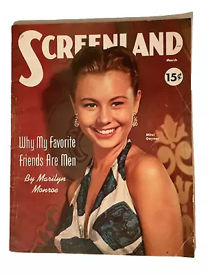 Screenland Magazine MITZI GAYNOR MARYLIN MONROE Vintage March Issue 1952 1950s • $15