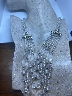 Vintage Genuine Quartz Crystal Necklace 925 Sterling Silver Moroccan • $292