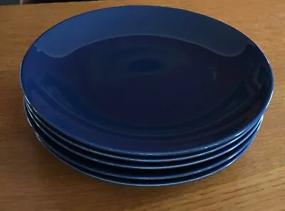IKEA Set Of 5 FARGRIK Dark Cobalt Blue Ceramic/Stoneware Plates 8.25” 15199 17-3 • $24