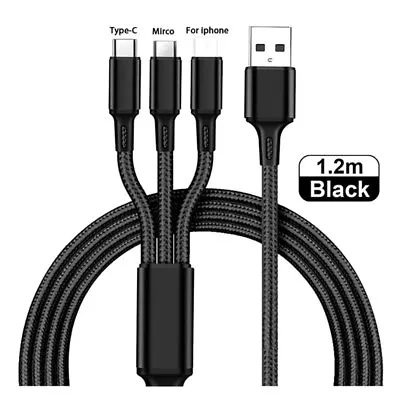 3 In 1 Multi USB Charger Charging Cable Cord For Type C Android Micro IPhone • $4.99