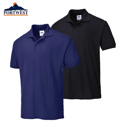 £7.94 • Buy Workwear Polo Shirt - Black / Navy Naples Poloshirt PORTWEST 