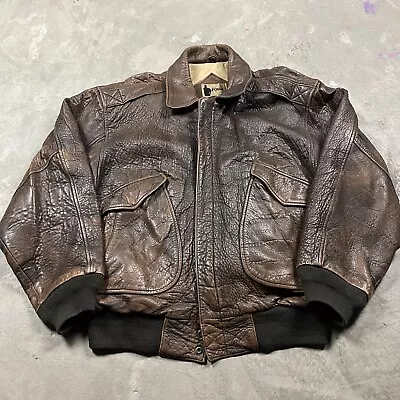 Vintage Rage Mirage Leather Bomber Jacket Distressed Aviator Flight 90s Men’s L • $59.99