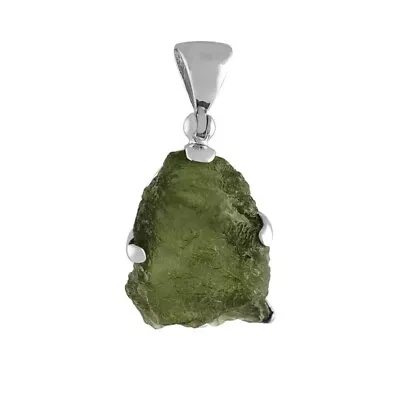 Natural Raw Moldavite Pendant 925 Sterling Silver Handmade Jewelry Gift For Her • $30.23