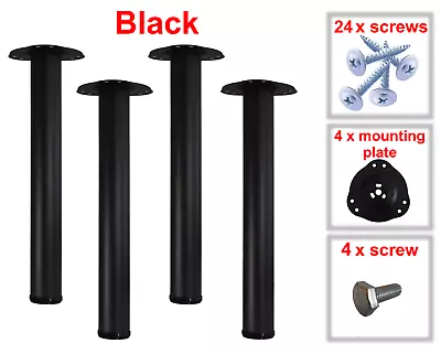 £16.50 • Buy 4 Black Metal Table Legs Kitchen Breakfast Bar  710mm Fitting Kit Included