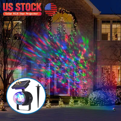 Solar Christmas RGB Star Projector Outdoor LED Xmas Moving Laser Light Landscape • $14.99