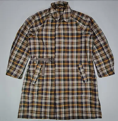 Kolor Mens Coat Brown Size 4 Tartan Plaid Long Line Belted • £150