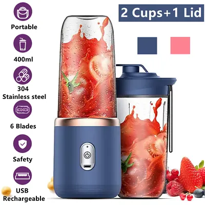 2 Cups 400ML Electric Juicer Cup Juice Maker Blender Bottle Mini USB Fruit Mixer • £9.93