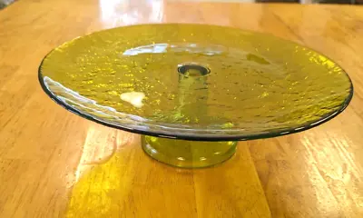 Vintage Green Mottled Glass Cake Stand Pedestal Plate 12in MCM St Patricks Decor • $29.95