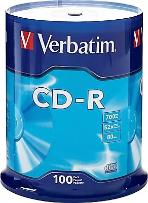 Verbatim CD-R 100Pk Spindle 52X Silver 700MB • $48.31