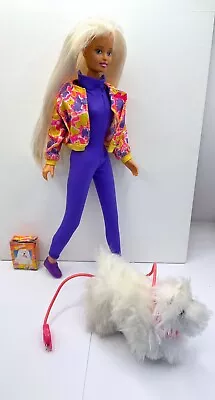 Vintage Sindy Go Go Walking Doll By Hasbro With White Pet Dog Long Blonde Hair • £20