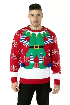 $18.26 • Buy New Unisex Ladies Men's Knitted Elf Joker Snowflake Christmas Jumper Sweater Top