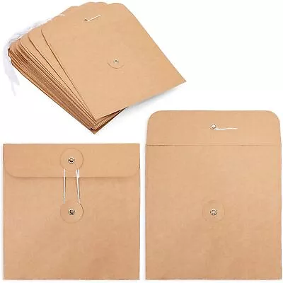 Kraft Paper Envelopes With Button And String Closure (6 X 6 In 25 Pack) • $12.89