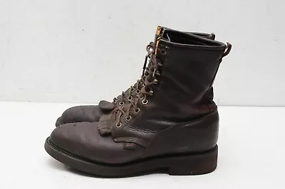 JUSTIN Mens 10D 8  Work Boots Brown Leather Steel Toe 0765 Western Made In USA • $39