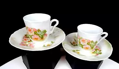 Vintage German Porcelain Floral 2 Lustreware 2.25  Demitasse Cup & Saucer Sets • $19.97
