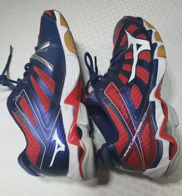 Mizuno Wave Lightning RX3 Volley Ball Shoe Navy Blue Red White Womens Size 10 • $24.99