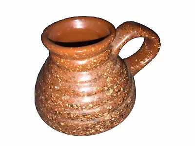Non Slip No Spill Wide Bottom Brown  Ribbed Travel Mug Vintage Ceramic Pottery • $14.99