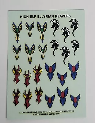 Warhammer Fantasy Old World High Elves Ellyrian Reavers Transfer Sheet Rare 1997 • $7.29