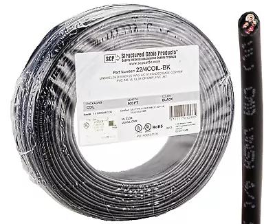 22 Ga 4 Conductor UL Stranded Copper Black 500 FT Security Alarm Wire • $99.99