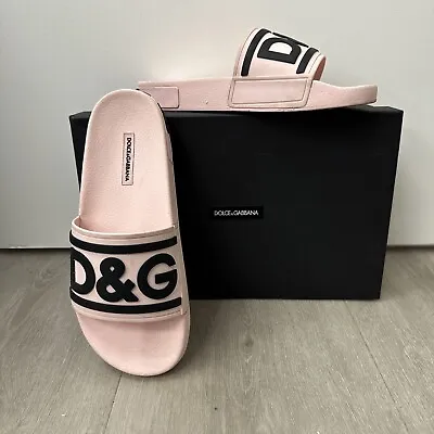 DOLCE & GABBANA  Rubber Beachwear Slides With DG Logo Pink 39 • $149