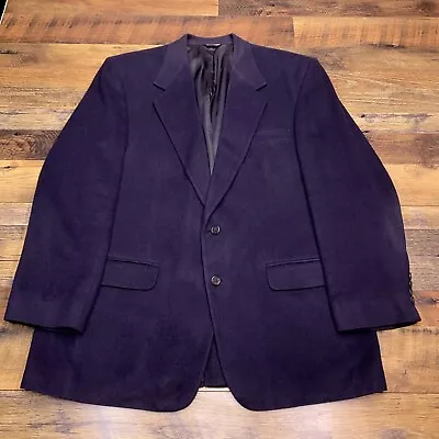 Vintage Bill Blass Camel Hair Blazer Mens 44R Blue Sport Coat • $44.99