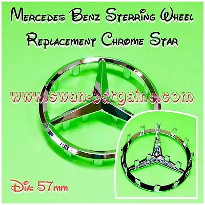 Mercedes Benz 57mm Steering Wheel Star Replacement Logo Silver Chrome Emblem • $22